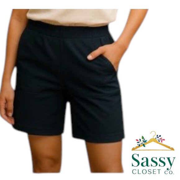 J.JILL Black Bermuda Shorts, Elastic Waist, Sz M, Excellent - Picture 1 of 5